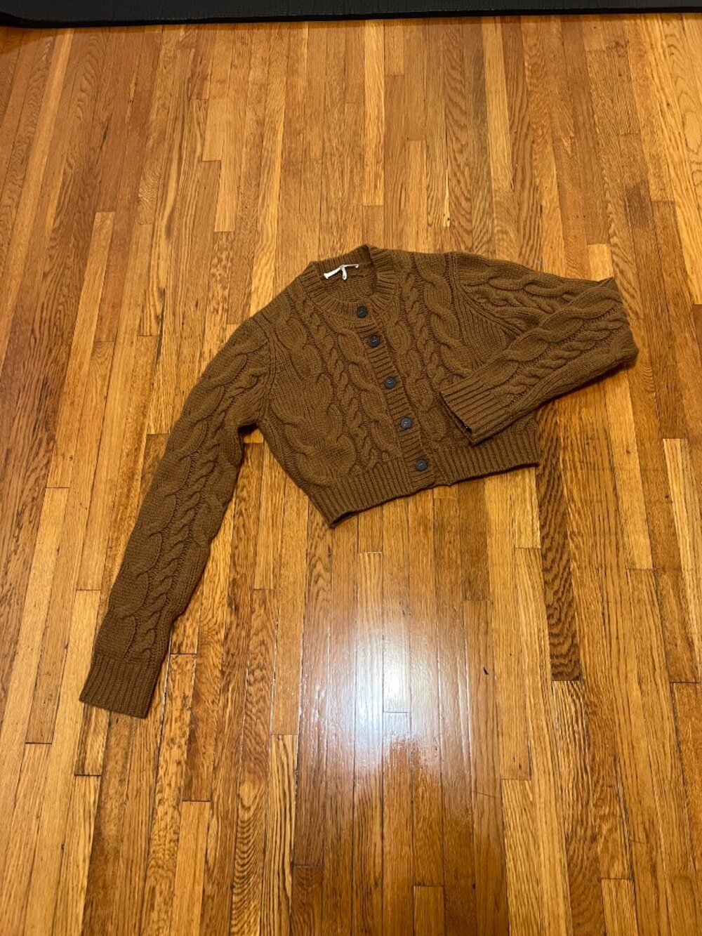 Frame 100% Merino Wool Brown Camel Cable Knit Cardigan - Women's Small